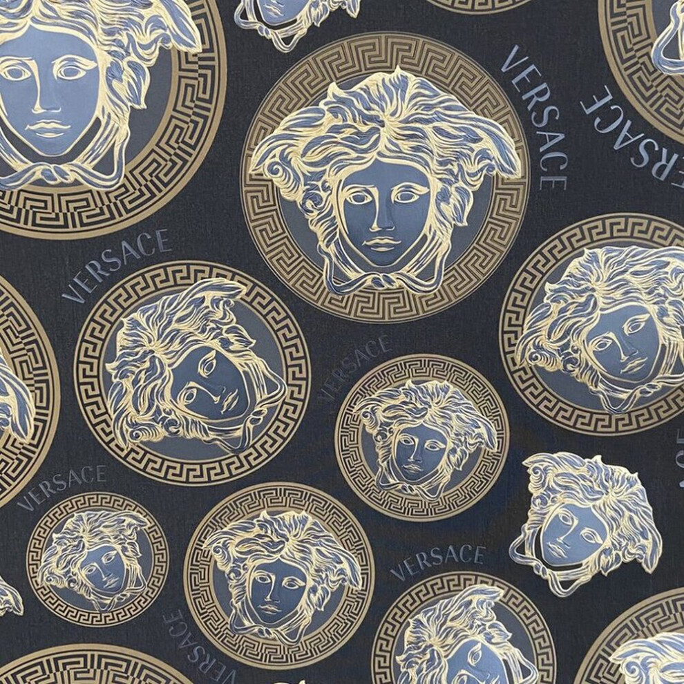 AS Creation Versace Medusa Head Black Gold Wallpaper 38611-7
