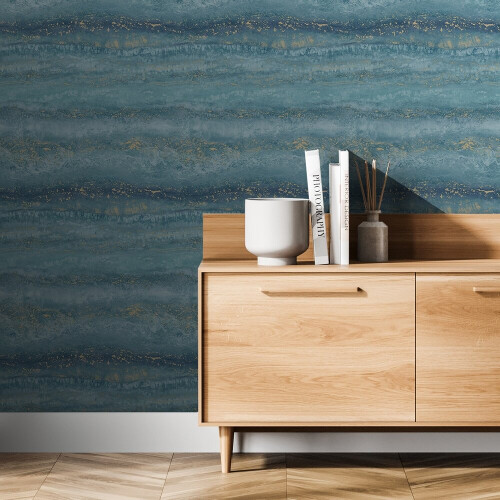 Muriva Muriva Semper Marble Teal Gold Wallpaper 189504 2