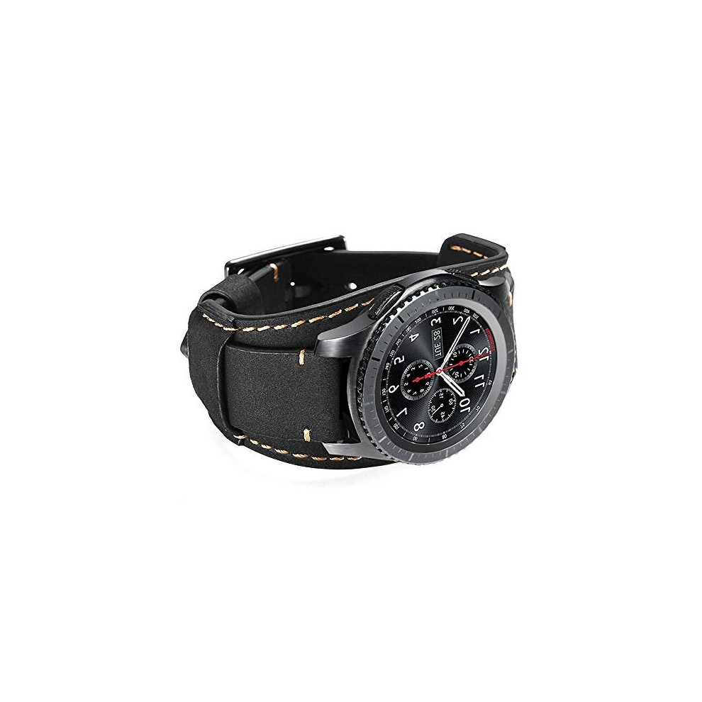 Coobes Compatible With Samsung Galaxy Watch 46Mm/Gear S3 Frontier/Galaxy Watch 3 45Mm/Classic Straps, 22Mm Genuine Leather Cuff Band Replacement 741416854626