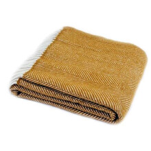 Tweedmill Textiles Herringbone Mustard Yellow Pure New Wool Blanket Throw Rug BRITISH MADE