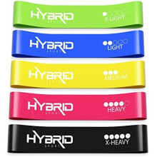 Hybrid Resistance Bands [Set of 5] PREMIUM Skin Friendly | 5 Strength Levels Loop Exercise Bands for Pilates, Training, Physio Therapy, Stretchin