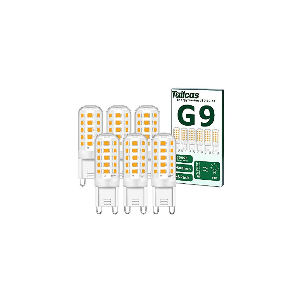 Tailcas G9 Led Bulbs, 5W Warm Led G9 Bulb, Equivalent To 40W-50W G9 Halogen Bulbs, 5W 500Lm 3000 Kelvin 220-240V No Flicker Non-Dimmable Ener Light/White