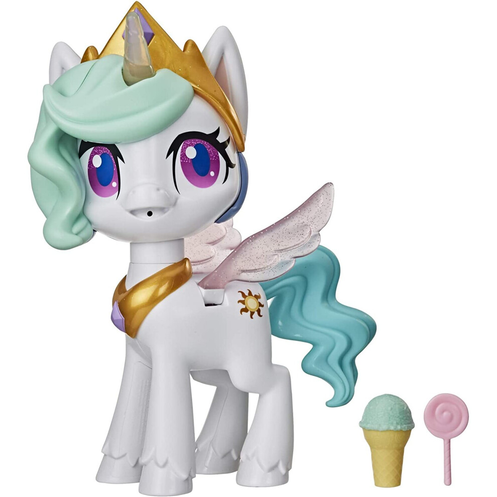 My Little Pony Magical Kiss Unicorn Princess Celestia, Interactive Unicorn Figure with 3 Surprises â Musical Children's Toy that Moves, Lights Up