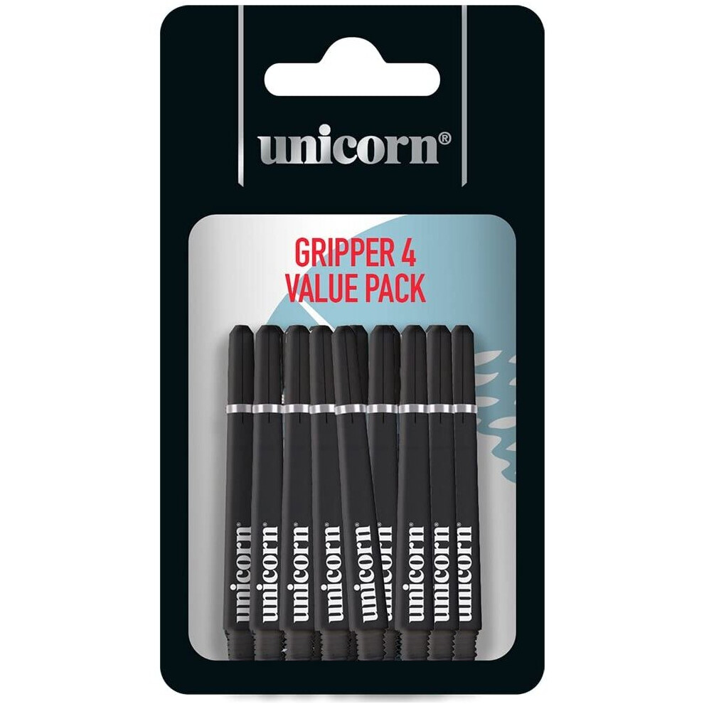 Unicorn BLACK GRIPPER 4 MOULDED GRIP DART SHAFTS/STEMS - MULTI PACK 5 SETS