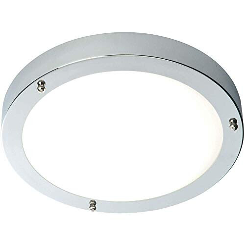 Saxby Portico LED Bathroom Ceiling Light IP44 9W Cool White Flush LED Module Chromel Finish Frosted Glass 220-240V