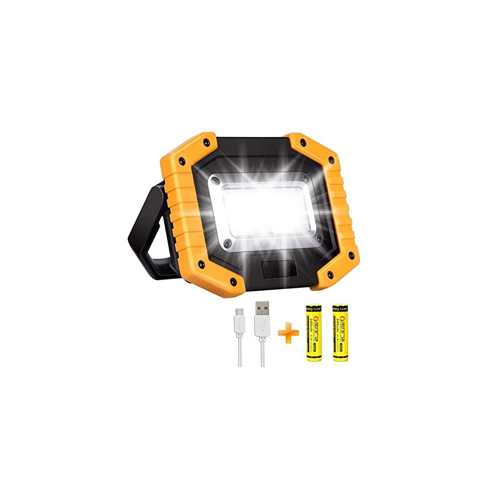 30W LED Work Light Rechargeable Portable COB Floodlight Super Bright 2000LM Battery Outdoor Security Light USB Waterproof for Camping Hiking Fishi