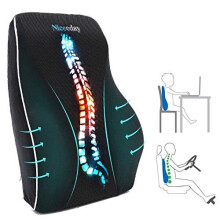 Lumbar Support Pillow for Office Chair & Car - Memory Foam Back Cushion with Breathable 3D Mesh Cover, Non-Slip, Ergonomic Backrest
