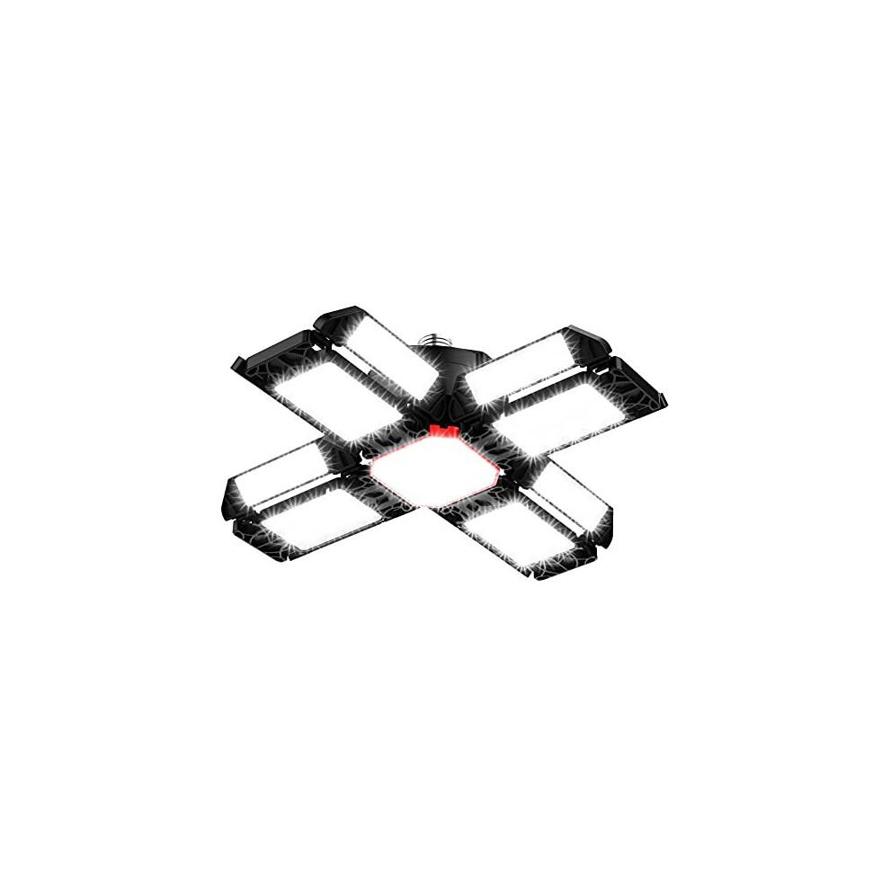 Rafow 200W Led Garage 1 Pack - 20000Lm 6500K Deformable Ceiling Ing Fixture With 12 Adjustable Panels - E26/E27 Bay For Garage | Basem Light