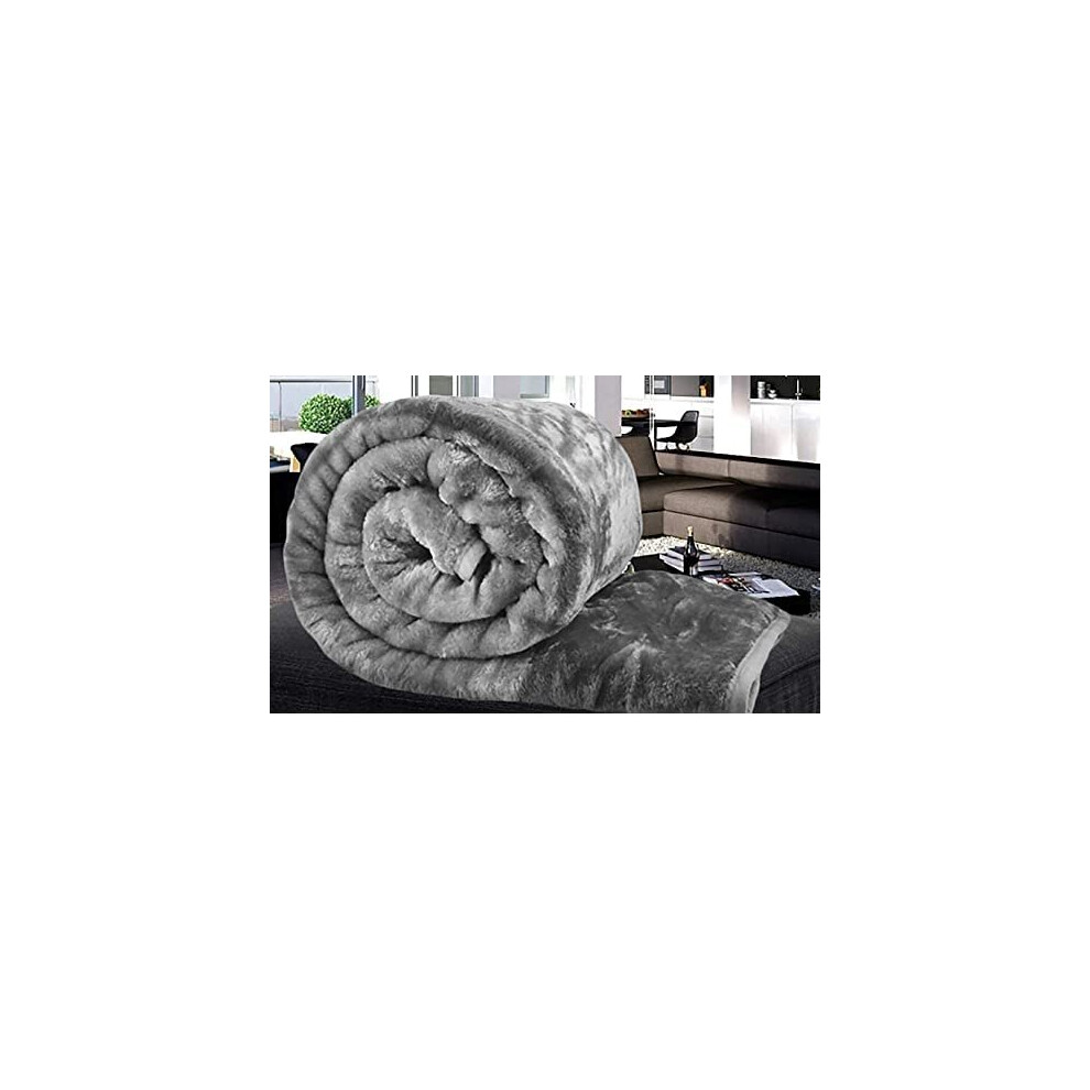 New Thermal Charcoal Faux Fur Mink Throw Blanket Soft Warm Thick Bed Sofa Double King (King - 200x240cm)