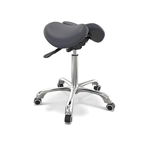 Master Massage Berkeley Ergonomic Split Style Saddle Stool Rolling Stool Dentist Chair Swivel Stool in Royal Blue
