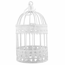 Decorative metal bird cage, white, 26 x 14 cm, P-011.
