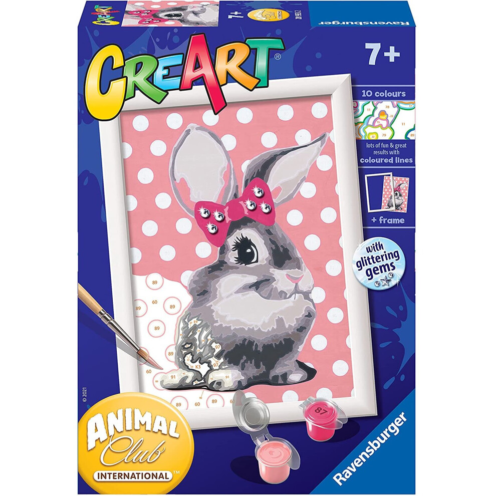 Ravensburger CreArt Cuddly Bunny Paint By Numbers Kits for Children - Painting Arts and Crafts for Kids Age 7 Years Up