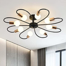Qcyuui 8-Light Semi Flush Ceiling Light, Modern Sputnik Chandeliers Mid-Century Metal Pendant Lighting, Industrial Vintage Ceiling Lamp Fixture