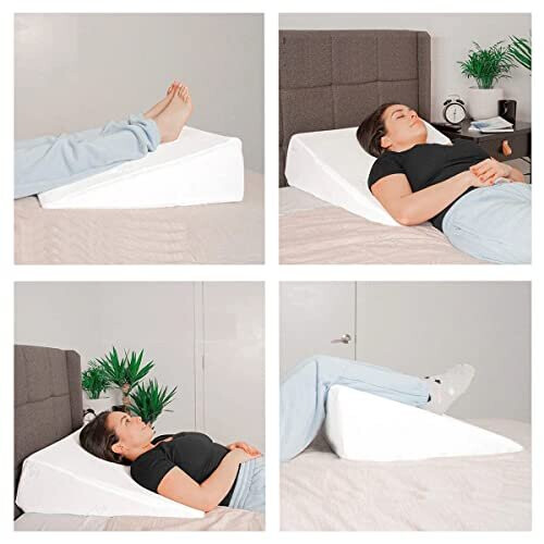 Triangle Bed Wedge Pillow - Reduce Back Shoulder Neck Leg Sciatica Pain, Snoring, Acid Reflux & Respiratory Problems - Ideal Sleeping, Readi