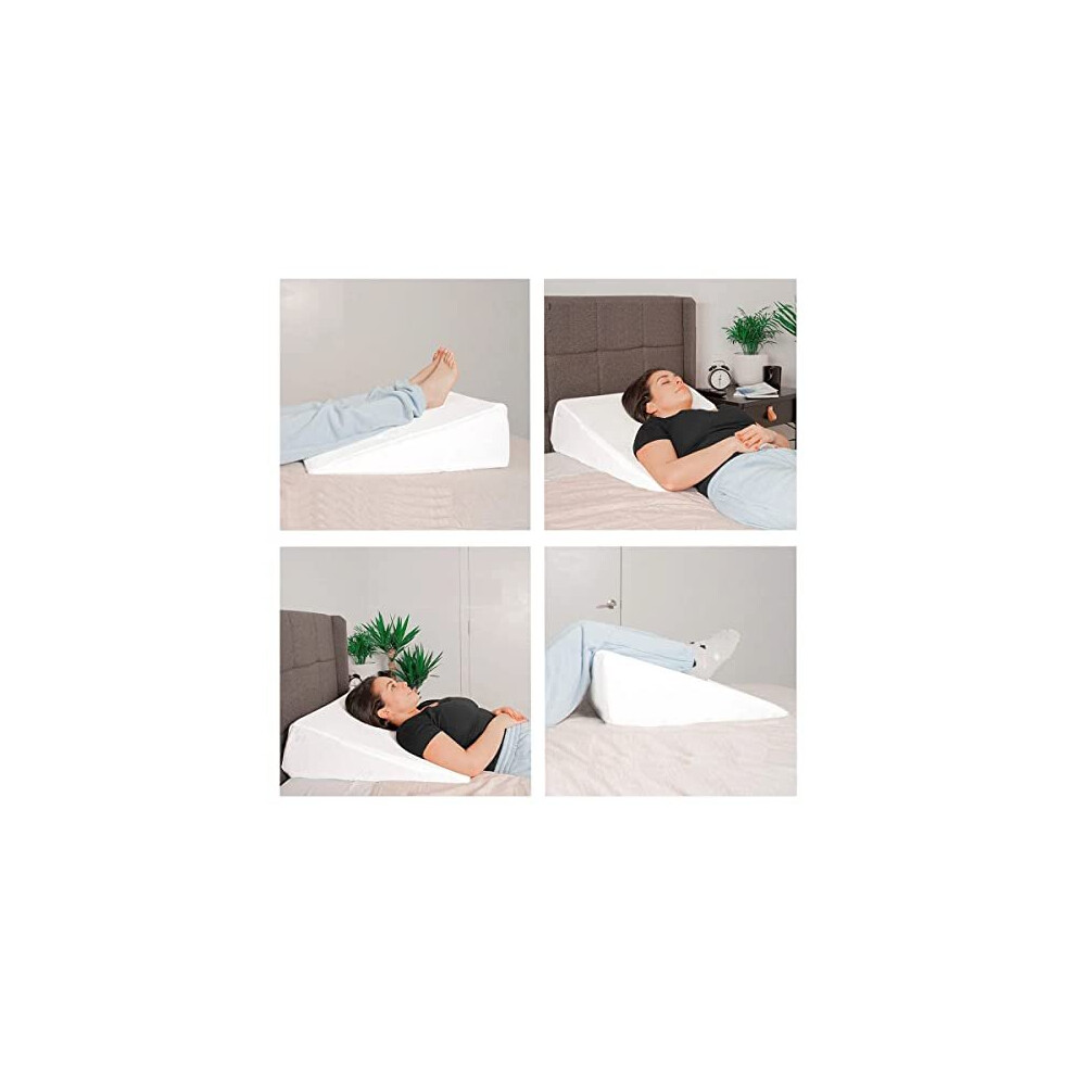 Piprox Triangle Bed Wedge Pillow - Reduce Back Shoulder Neck Leg Sciatica Pain, Snoring, Acid Reflux & Respiratory Problems - Ideal Sleeping, Readi