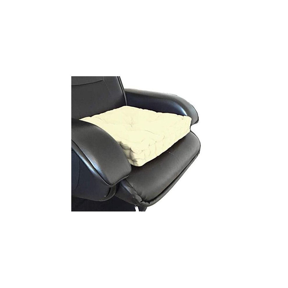 Plain Adult Chunky Garden Dining Chair Armchair Booster Cushion Thick Seat Pad, Cream - Mountain Moose Co.