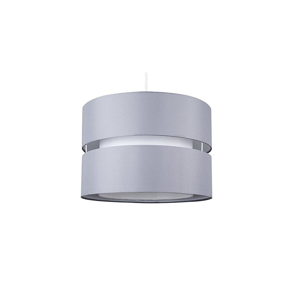 Modern Large 2 Tier Grey & White Cylinder Ceiling Pendant Light Shade