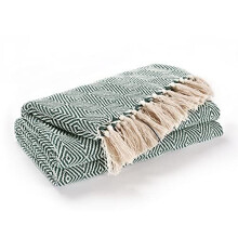 EHC Luxury Reversible Super Soft Cotton Diamond Large Throw For Sofa, Double Bed, Armchair - Hunter Green, 150 x 200 cm