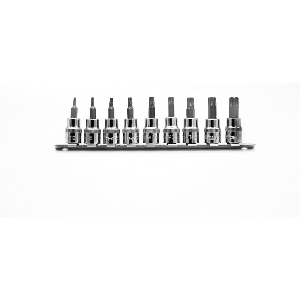Neilsen CT0733 Internal Male TORX Bit Star Socket Set 3/8 Dr T10-T55, Silver