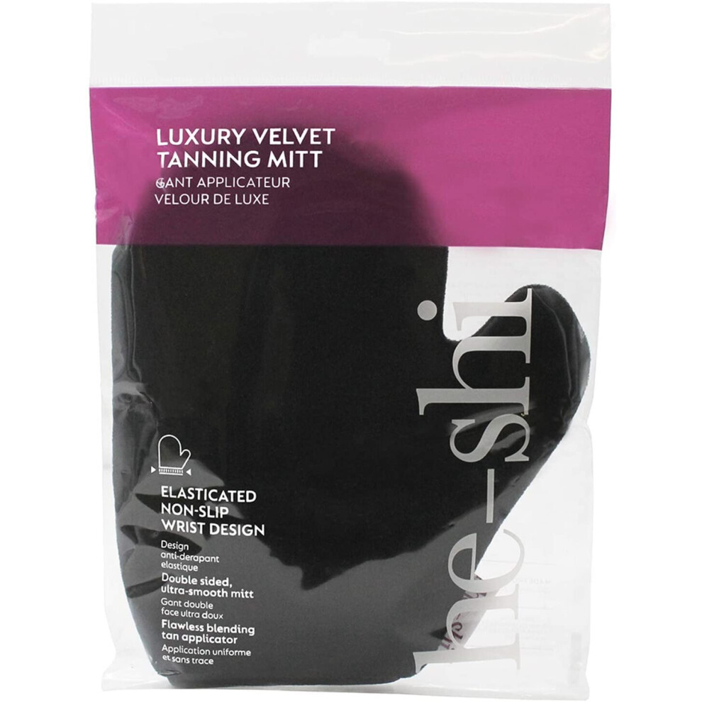 He-Shi Luxury Velvet Tanning Mitt – Double Sided Reusable and Washable Tanning Glove – Velvet Surface for Streak Free Self Tanning With