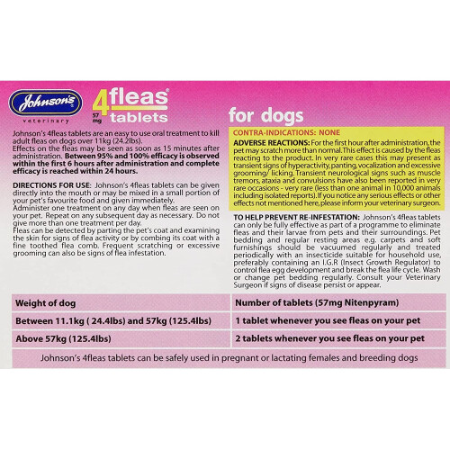 Johnson's Veterinary Johnsons Veterinary Products 4Fleas Dog Tablets, Large, 57 mg, 6 Tablets 1
