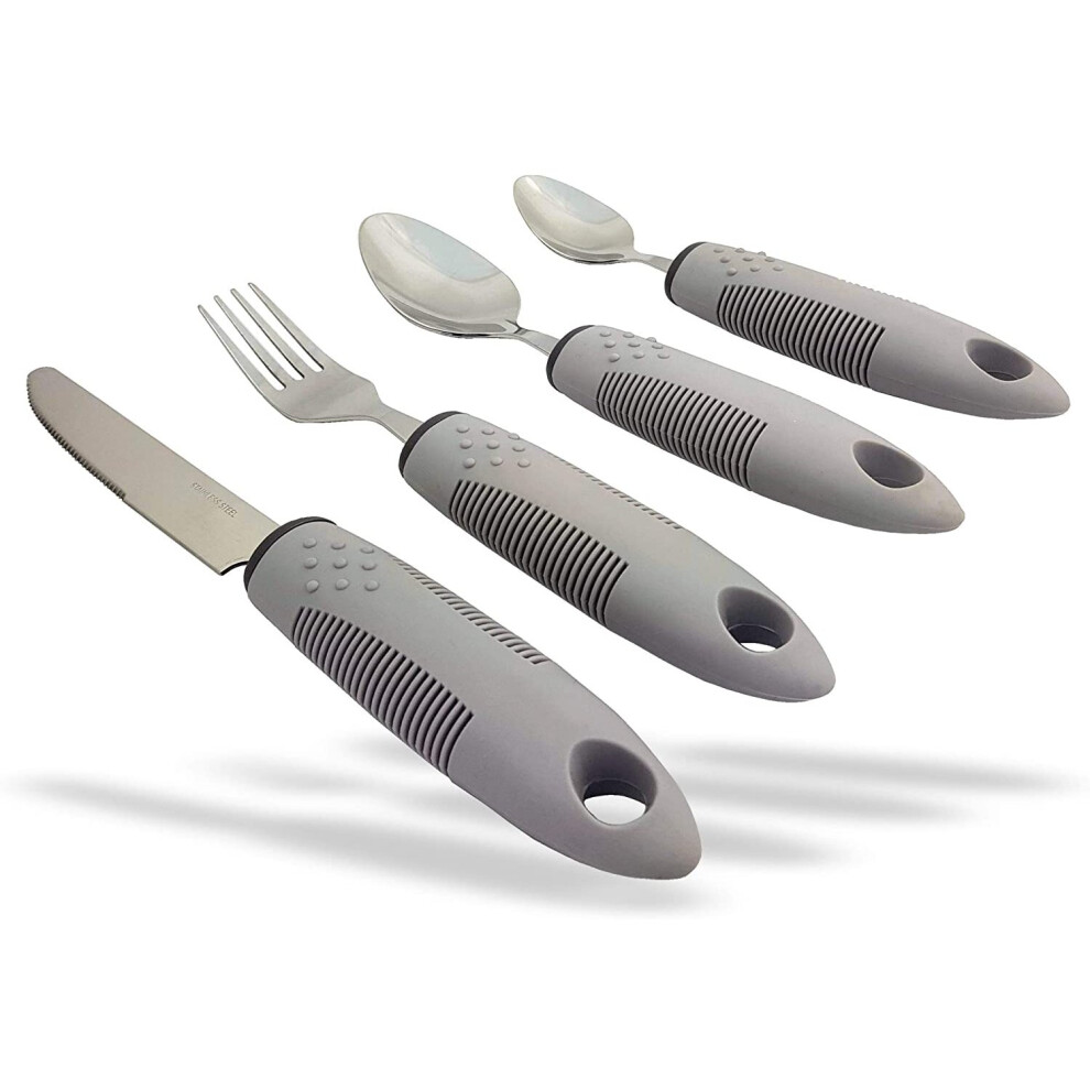 iMedic Comfort Grips Cutlery - Disability Eating Aids - Great for The Elderly, Disabled or Those Suffering with Tremors and Trembling Hands - (Grey