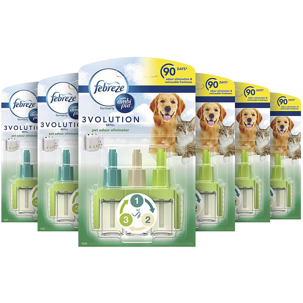 Febreze Ambi Pur Air Freshener Plug-In Diffuser Refill, Pet Odour Eliminator, 120 ml, (20 x 6)