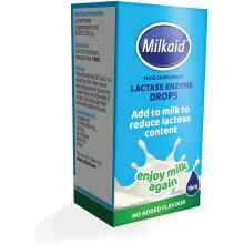 Milkaid Lactase Enzyme Drops for Lactose Intolerance Relief | Prevents Gas Bloating & Diarrhoea | Fast Acting Dairy Digestive Supplement | Gluten Free