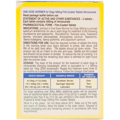 Johnson's Vet Easy One Dose Wormer, Size 2 1