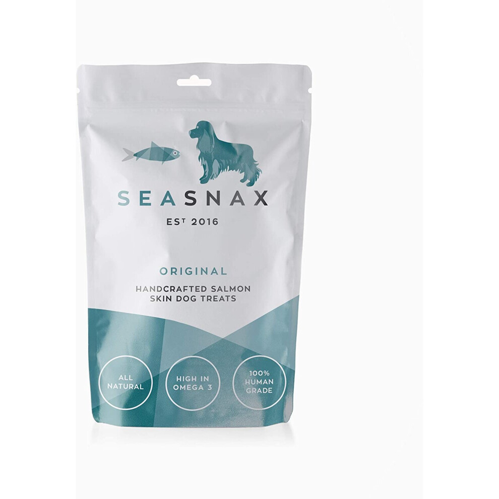 Sea Snax - Human Grade 100% Salmon Skin Dog Treats | Less Fishy Odour | Healthy Dog Treats| Omega 3 for a healthy coat | (5 packs)