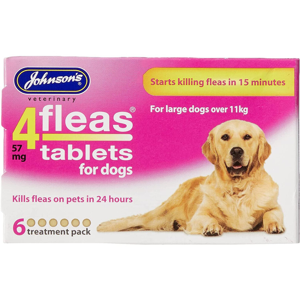 Johnsons Veterinary Products 4Fleas Dog Tablets, Large, 57 mg, 6 Tablets