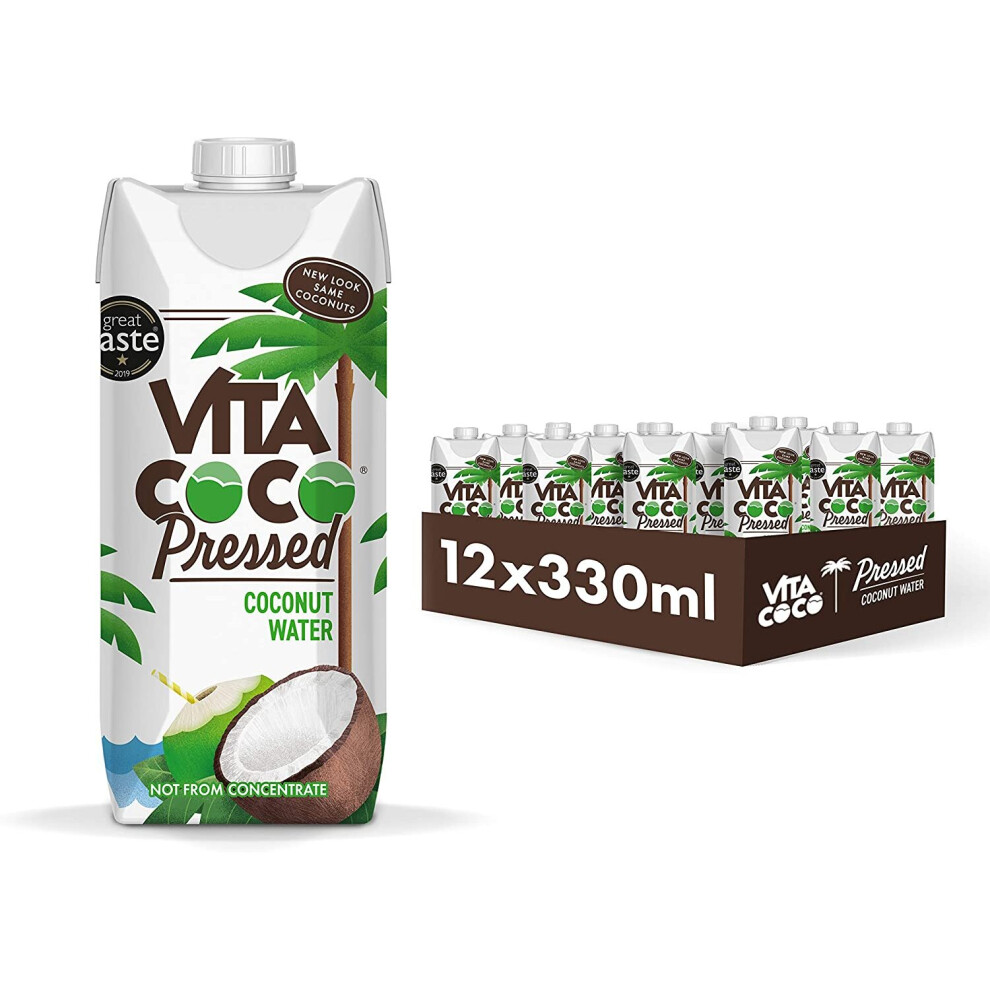 Vita Coco - Pressed Coconut Water (330Ml X 12) - Naturally Hydrating - Coconut Taste - Packed With Electrolytes - Gluten Free - Full Of Vitamin C &