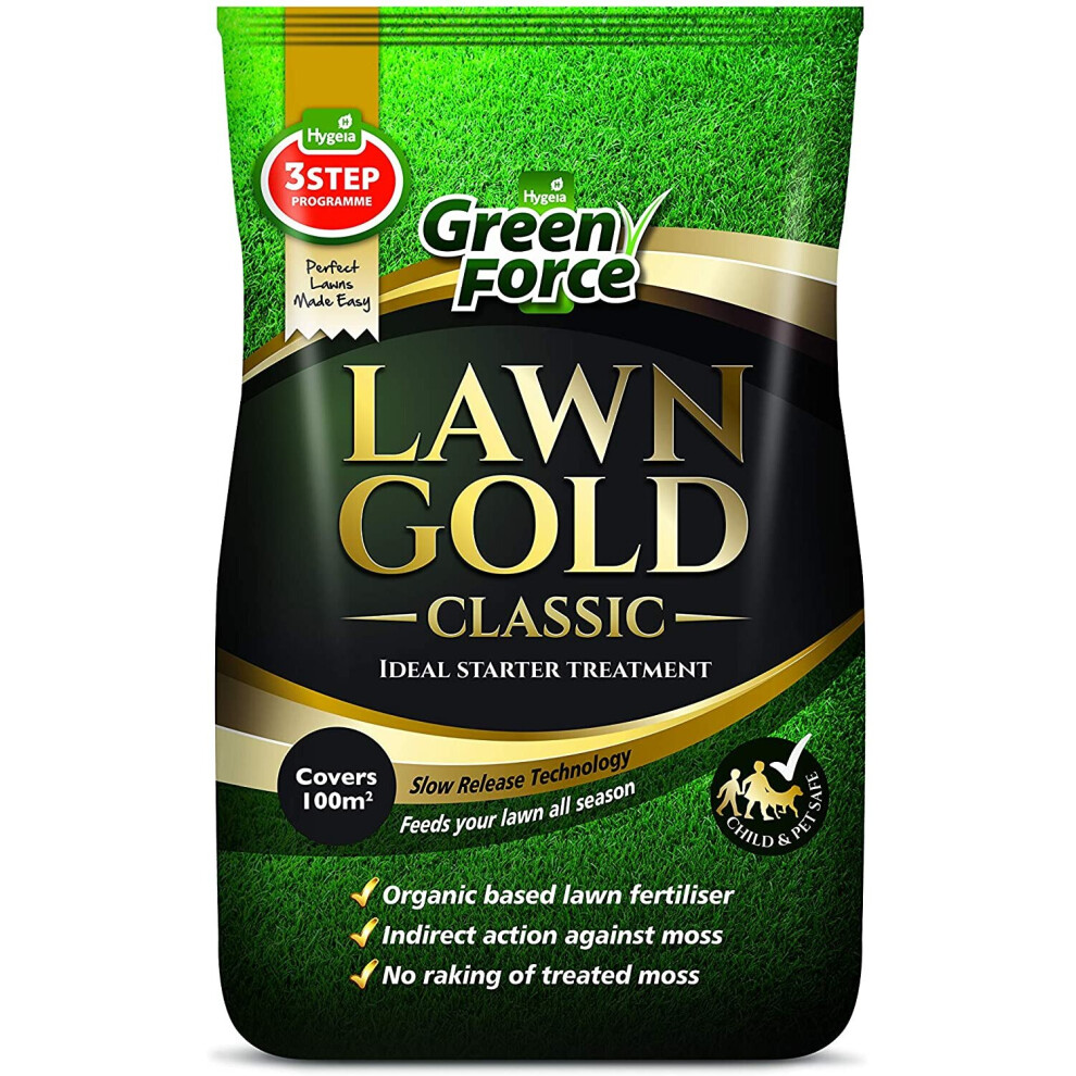 Lawn Gold Fertilizer, MossLawn Gold Organic Based Lawn Fertilizer & Moss Remover 10kg, Grey