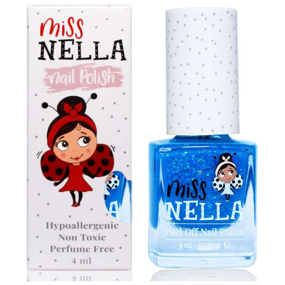 Blue Miss Nella Under The Sea- Special Glitter Kids Nail Polish With Peel-Off, Water Based, Non- Toxic & Odour Free Formula, Safe Nail Varnish For