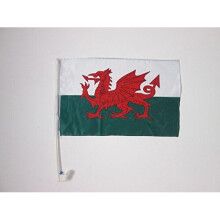 AZ FLAG Wales Car Flag 18'' x 12'' - Welsh Car flags 30 x 45cm - Banner 18x12 INCHES PLASTIC STICK