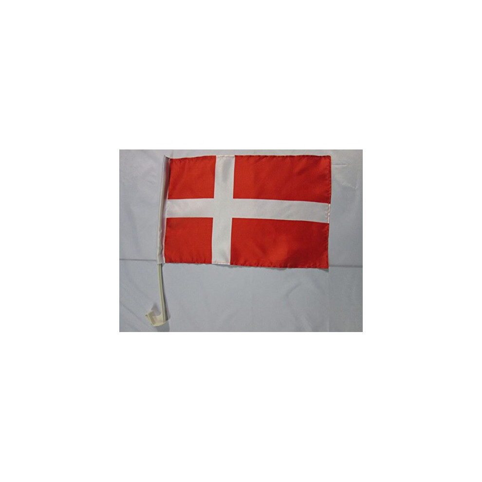 Az Flag Denmark Car Flag 18'' X 12'' - Danish Car Flags 30 X 45Cm - Banner 18X12 Inches Plastic Stick 3700733808382