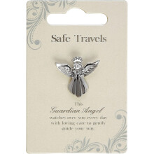 Guardian Angel Brooch for Safe Travels, Angel Badge with Rhinestone for Men and Women, Gift with Inspirational Message, Lapel Pins-Silver-One