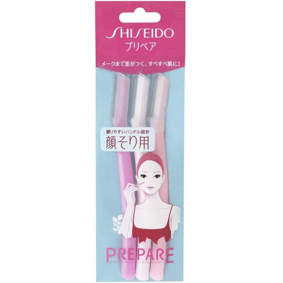 Photos - Razor / Razor Blade Shiseido 3 Piece Prepare Facial Razor, Large  (Japan Import)