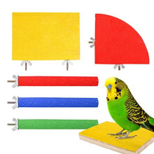 Heyu-Lotus 5 Pack Bird Parrot Perches, Natural Wood Bird Perch Stand Platform Paw Grinding Stick Set Bird Cage Accessories for Small Parakeets, C