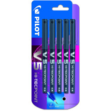Pilot V5 0.5 mm Liquid Ink Rollerball Pen - Black (Pack of 5), 3131910541103