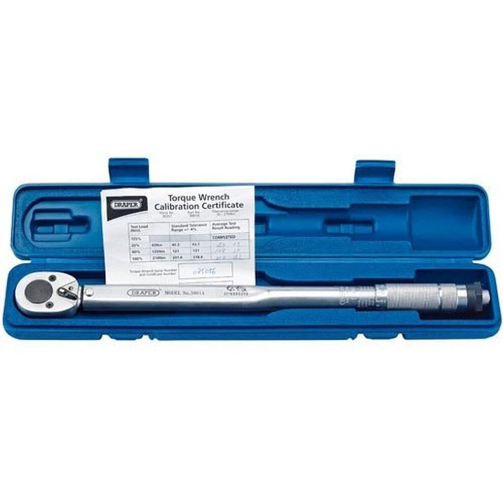 Draper 30357 Micrometer Reversible Ratchet Torque Wrench, 1/2" Square Drive, 30Nm-210Nm