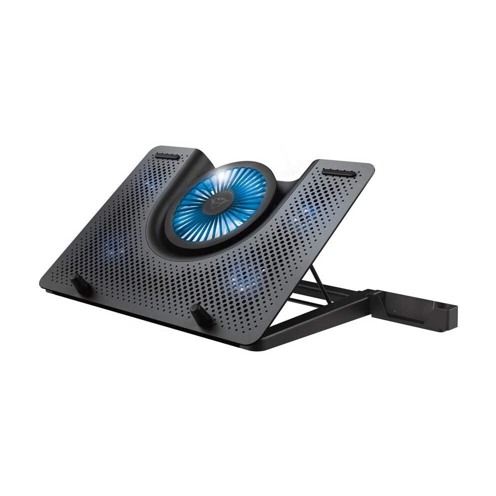 Trust Gaming Gxt 1125 Quno Laptop Cooling Stand - Laptops Up To 17.3 Inch, 5 Illuminated Fans, Adjustable Angle, Computer Cooler - Blue/Black