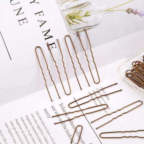 AIEX 200 Pezzi Kit di Fermagli U per Capelli Clip per Donne e Saloni (Bronzo) 2
