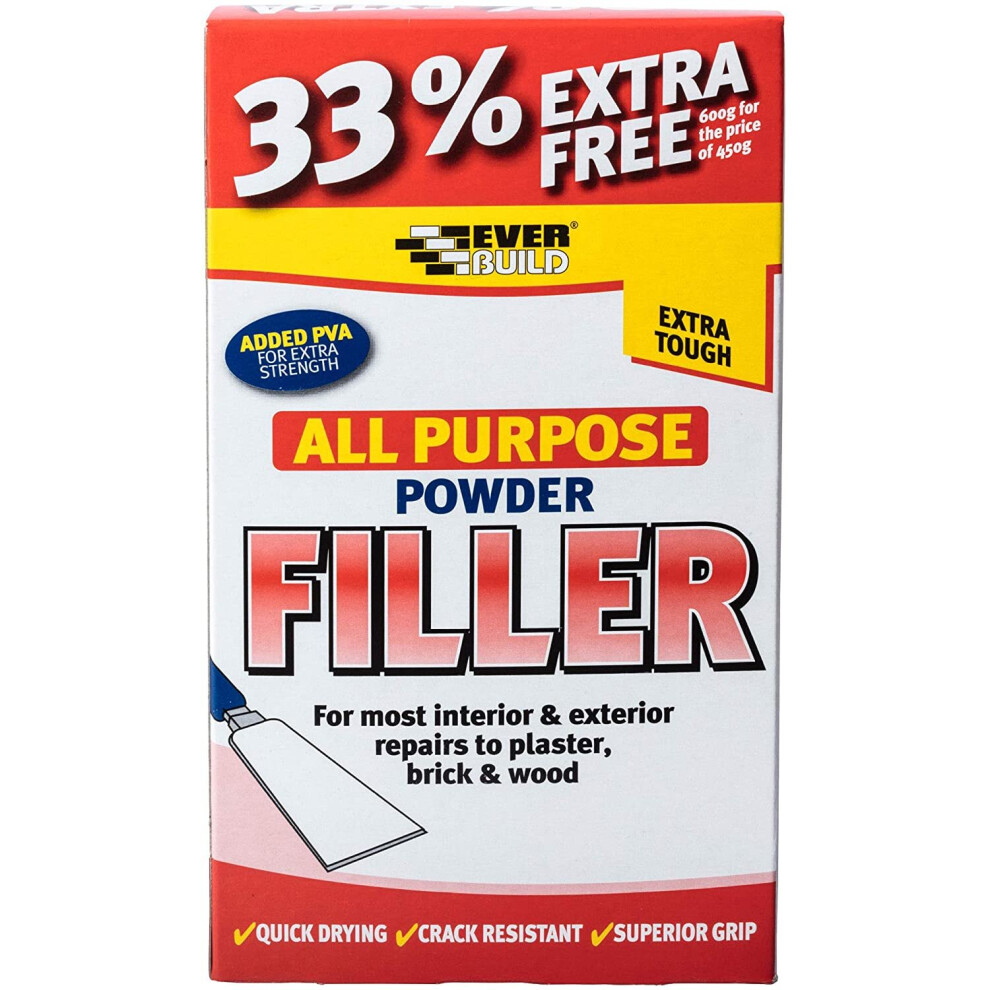 Everbuild EVBFILL15 All Purpose Powder Filler, White, 450 g
