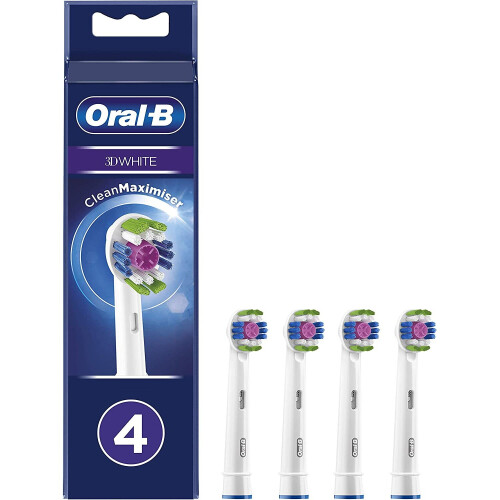 Oral-B Oral-B 3D White Replacement Toothbrush Head with CleanMaximiser Technology, Pack of 4 Counts
