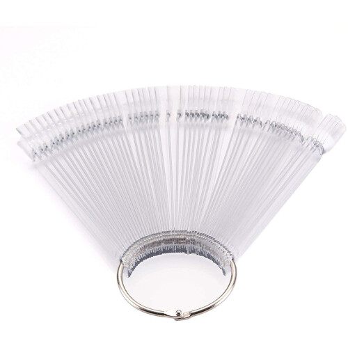 Mofun® 50X Nail Art Tips Colour Pop Sticks Display Fan Practice starter ring Clear 2