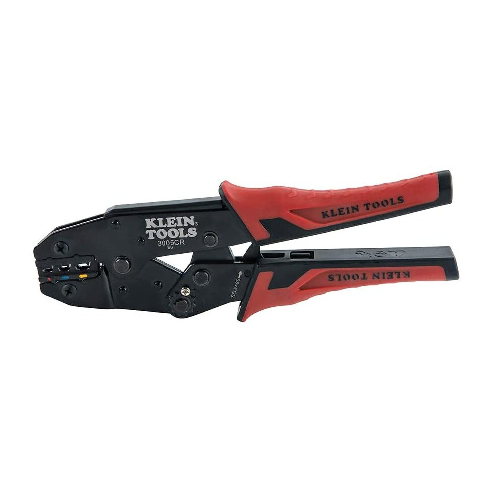 Klein Tools Tool, Ratcheting Insulated Terminal Crimper for 10 to 22 AWG Wire 3005CR