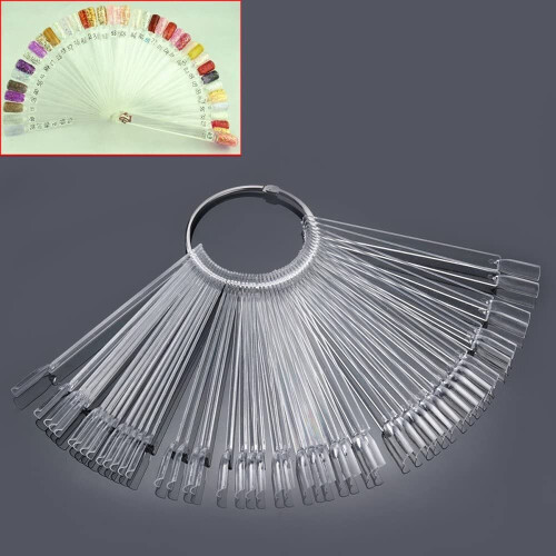 Mofun® 50X Nail Art Tips Colour Pop Sticks Display Fan Practice starter ring Clear