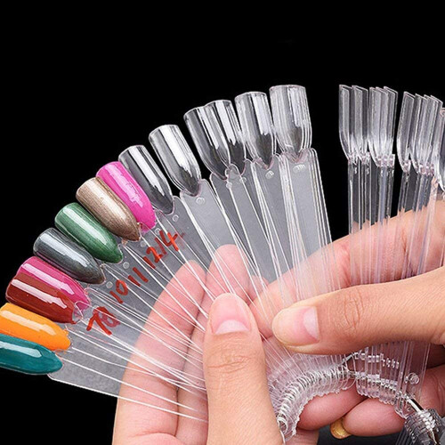 Mofun® 50X Nail Art Tips Colour Pop Sticks Display Fan Practice starter ring Clear 1