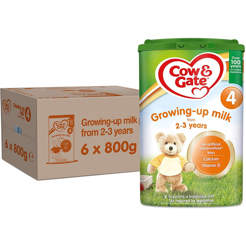 Cow & Gate 4 Toddler Baby Milk Powder Formula, 2-3 Years, 800g (Pack of 6)